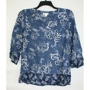 Charter Club Women's Riviera Sunset Blouse Top Shirt Color Blue Size Small